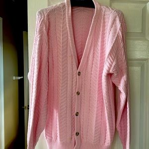 Pink cardigan sweater